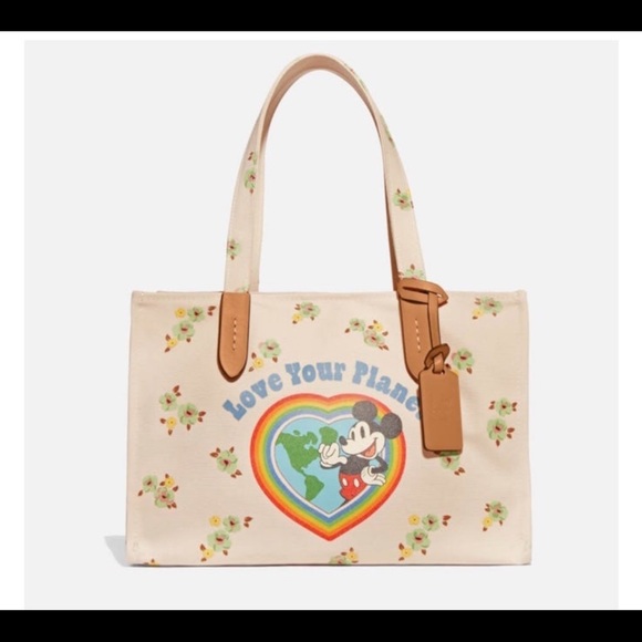Coach x Disney Floral Mickey Recycled Canvas Tote Bag - Picture 4 of 10